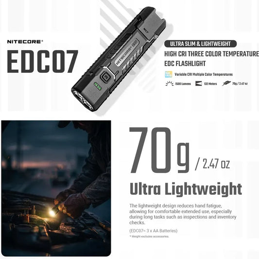 Nitecore EDC07 (1500 Lumen) EDC Torch Classic Black