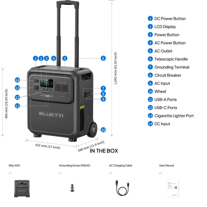 Bluetti Elite 400 Portable Power Station (2600W/3840WH)