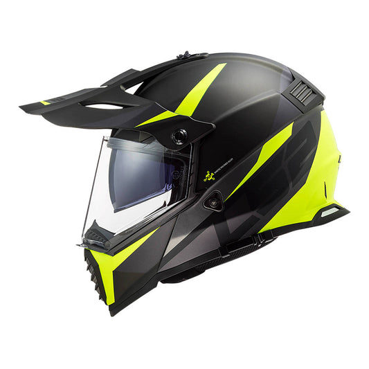 LS2 MX436 Pioneer Evo Router Helmet - Matte Black / Hi-Vis Yellow
