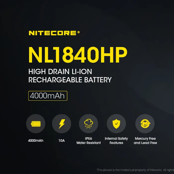 NITECORE 18650 RECHARGEABLE BATTERY 3.6V 10A 4000MAH