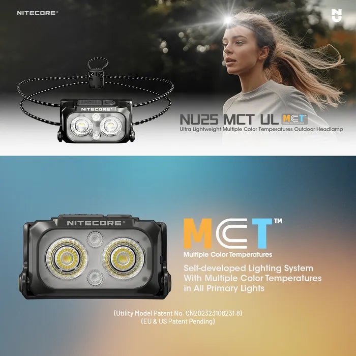 Nitecore USB C (400 Lumens) LED MCT Ultra Lightweight Headlamp Torch Black