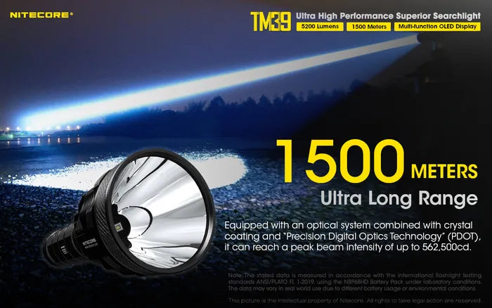 Nitecore TM39 (5200 Lumen) Long Throw Rechargeable Torch + Adaptor