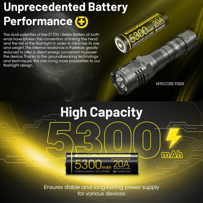 Nitecore LI-ION Rechargeable 21700 Battery (5300MAH 3.6V)