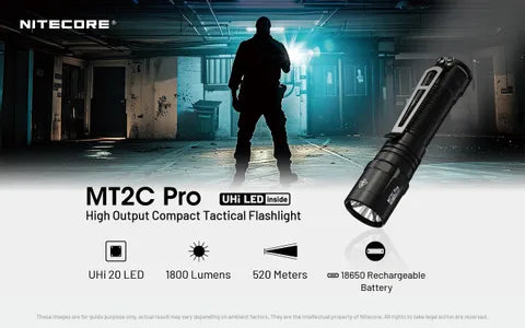 Nitecore MT2C Pro (1800 Lumens) USB Rechargeable Ultra Lightweight Tactical Torch