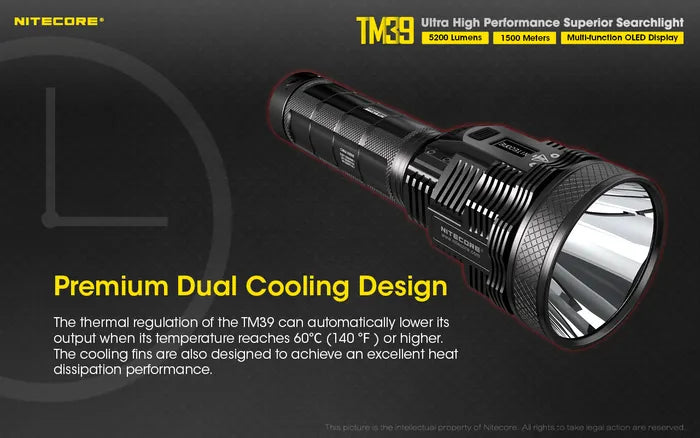 Nitecore TM39 (5200 Lumen) Long Throw Rechargeable Torch + Adaptor