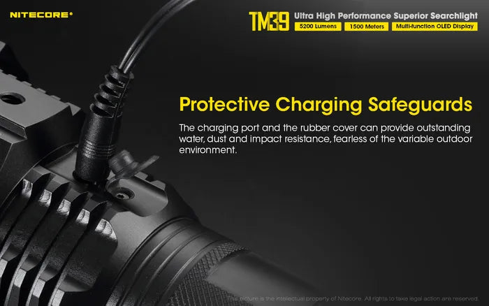 Nitecore TM39 (5200 Lumen) Long Throw Rechargeable Torch + Adaptor
