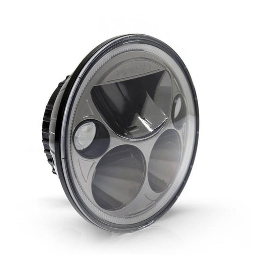 Denali M5 E-Mark LED Headlight Module, 5.75 Round, Black Chrome