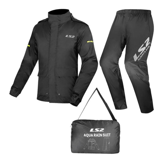 LS2 Aqua Rain Suit Jacket & Pant Set - Black