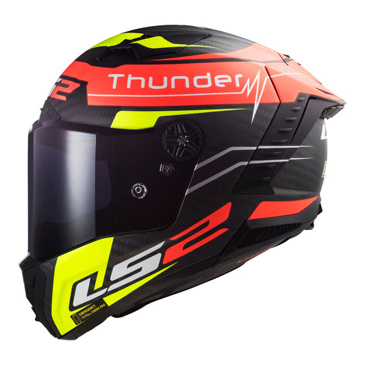 LS2 FF805C Thunder Carbon Attack - Matte Red / Hi-Vis Yellow 06