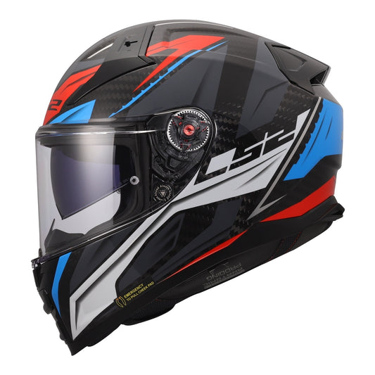 LS2 FF811 Vector II Carbon Savage Helmets - White / Blue / Red