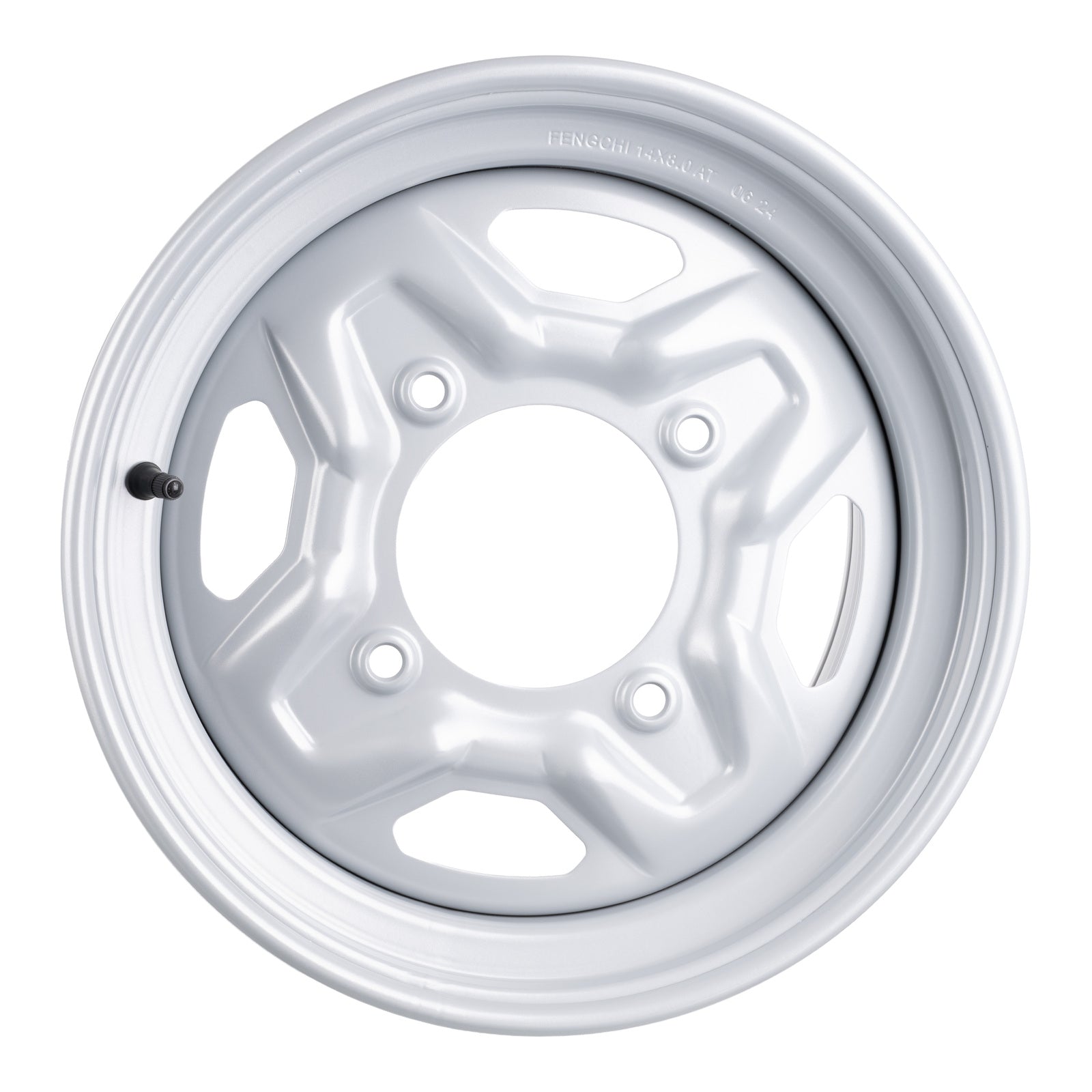 Whites ATV/UTV Steel Rim 14x8 Polaris Rear 4/156 +63.5 - Silver
