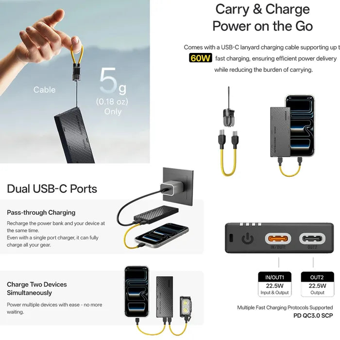 Nitecore 10,000MAH Power Bank GEN4 Ultra Lightweight Carbon Fiber Energy Brick