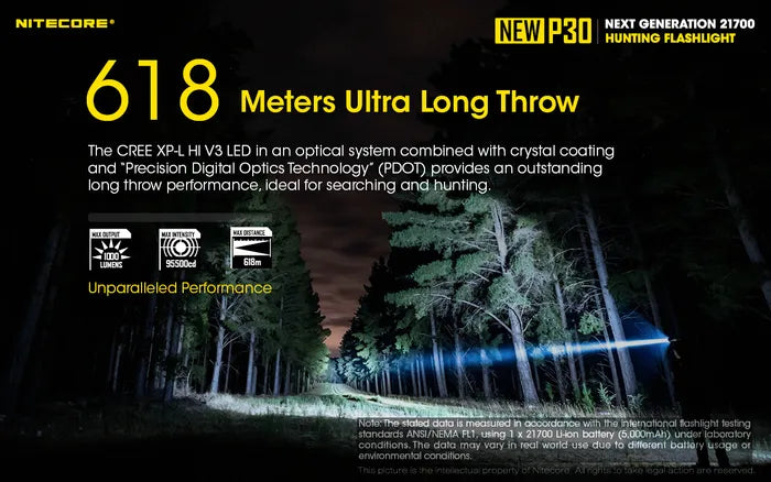NITECORE NEW P30 LONG THROW TORCH NL2150R BATTERY INCLUDED